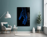 Fluid Blue Hand Silhouette Glass Wall Art