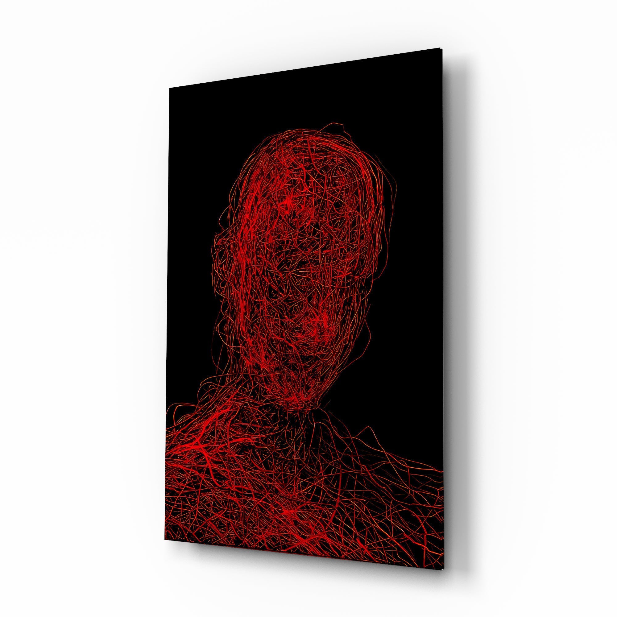 Red Tangle Portrait Glass Wall Art