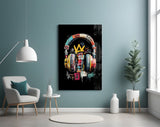 Urban Graffiti Headphones Glass Wall Art