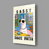 Sassy Llama in Sunglasses Glass Wall Art