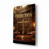 Objection Gold Scales of Justice Glass Wall Art