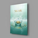 Soak Golden Lotus Water Crown Glass Wall Art