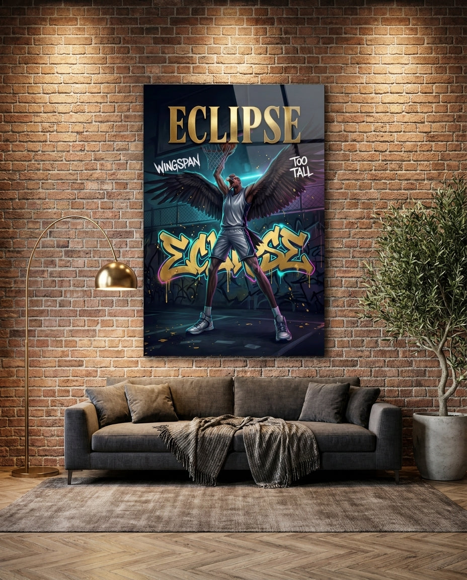 Eclipse Black-Winged Baller Glass Wall Art