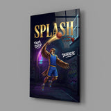 Splash Blue Eagle Jump Shot Glass Wall Art