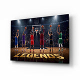 Legends Basketball Free Throw Lineup Glass Wall Art
