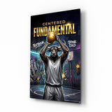 Fundamental Bull Basketball Street Court Glass Wall Art