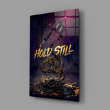 Hold Still Tattoo Machine Gold Dragon Glass Wall Art