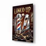 Lined Up Vintage Barbershop Emblem Glass Wall Art