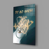 Do No Harm Stethoscope Golden Heart Glass Wall Art