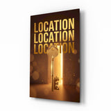 Location Location Location Gold Key Glass Wall Art