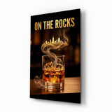On the Rocks Gold Whiskey Skyline Glass Wall Art