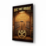 Built Not Bought Hot Rod Garage Glass Wall Art