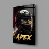 Apex Black Racing Helmet Glass Wall Art