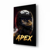 Apex Black Racing Helmet Glass Wall Art