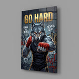 Go Hard Boxing Wolf Glass Wall Art