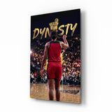 Dynasty Gold Typography Basketball Glass Wall Art