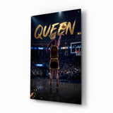 Queen Jeweled Crown Basketball Shooter Glass Wall Art
