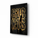 Buckets Gold Basketball Typography Glass Wall Art