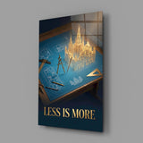 Less Is More Golden Blueprint Glass Wall Art