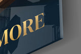 Less Is More Golden Blueprint Glass Wall Art