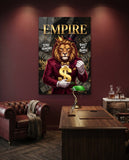 Empire Crowned Lion Gold Dollar Glass Wall Art