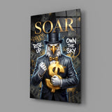 Soar Suited Eagle Gold Dollar Glass Wall Art