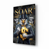 Soar Suited Eagle Gold Dollar Glass Wall Art