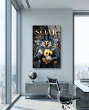 Soar Suited Eagle Gold Dollar Glass Wall Art