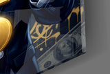 Alpha Suited Wolf Gold Dollar Glass Wall Art