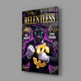 Relentless Suited Panther Gold Dollar Glass Wall Art