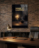 Make It Happen Gold Skyline Bulb Glass Wall Art