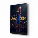 Relentless Basketball Crown Hoop Glass Wall Art