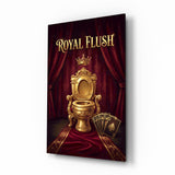 Royal Flush Golden Throne Toilet Glass Wall Art