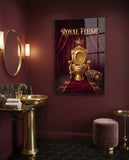 Royal Flush Golden Throne Toilet Glass Wall Art
