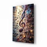 Luminous Treble Clef Music Notes Glass Wall Art