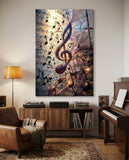 Luminous Treble Clef Music Notes Glass Wall Art