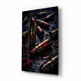 Lipstick and Bullets Red Kiss Glass Wall Art