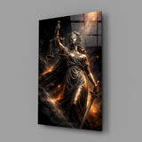Lady Justice Bronze Scales Ember Glass Wall Art