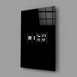 Rich Risk Silver Interlock Typography Glass Wall Art