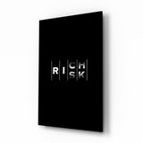 Rich Risk Silver Interlock Typography Glass Wall Art