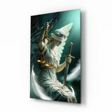 Winged Blindfolded Lady Justice Glass Wall Art