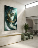 Winged Blindfolded Lady Justice Glass Wall Art