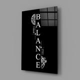 Balance Brain and Heart Quote Glass Wall Art