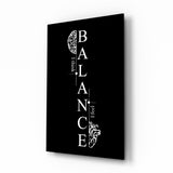 Balance Brain and Heart Quote Glass Wall Art