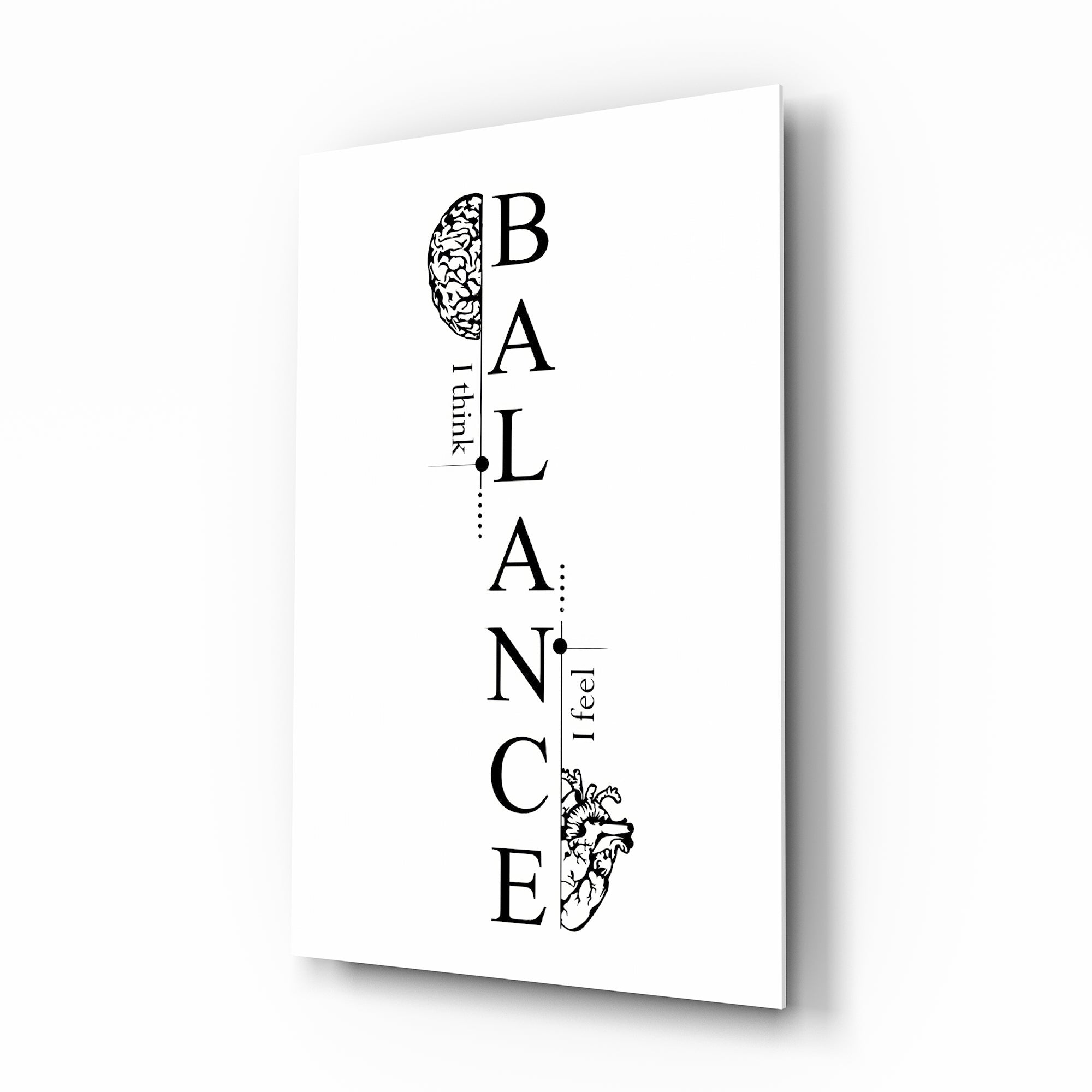 Balance I Think I Feel Brain Heart Glass Wall Art