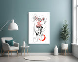 Overthinking Red Thread Brain Sketch Glass Wall Art