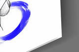Overthinking Blue Thread Brain Sketch Glass Wall Art