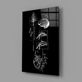 Balance Brain and Heart Line Art Glass Wall Art