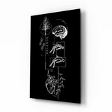 Balance Brain and Heart Line Art Glass Wall Art