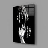 Memento Mori Vivere Reaching Hands Glass Wall Art